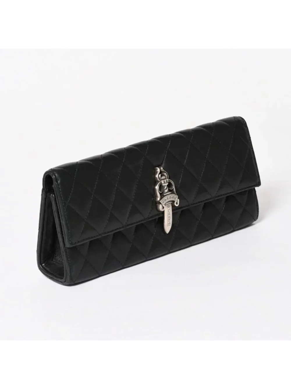 Chrome Hearts Dinner Clutch Large Dagger Matelasse Lambskin Black
